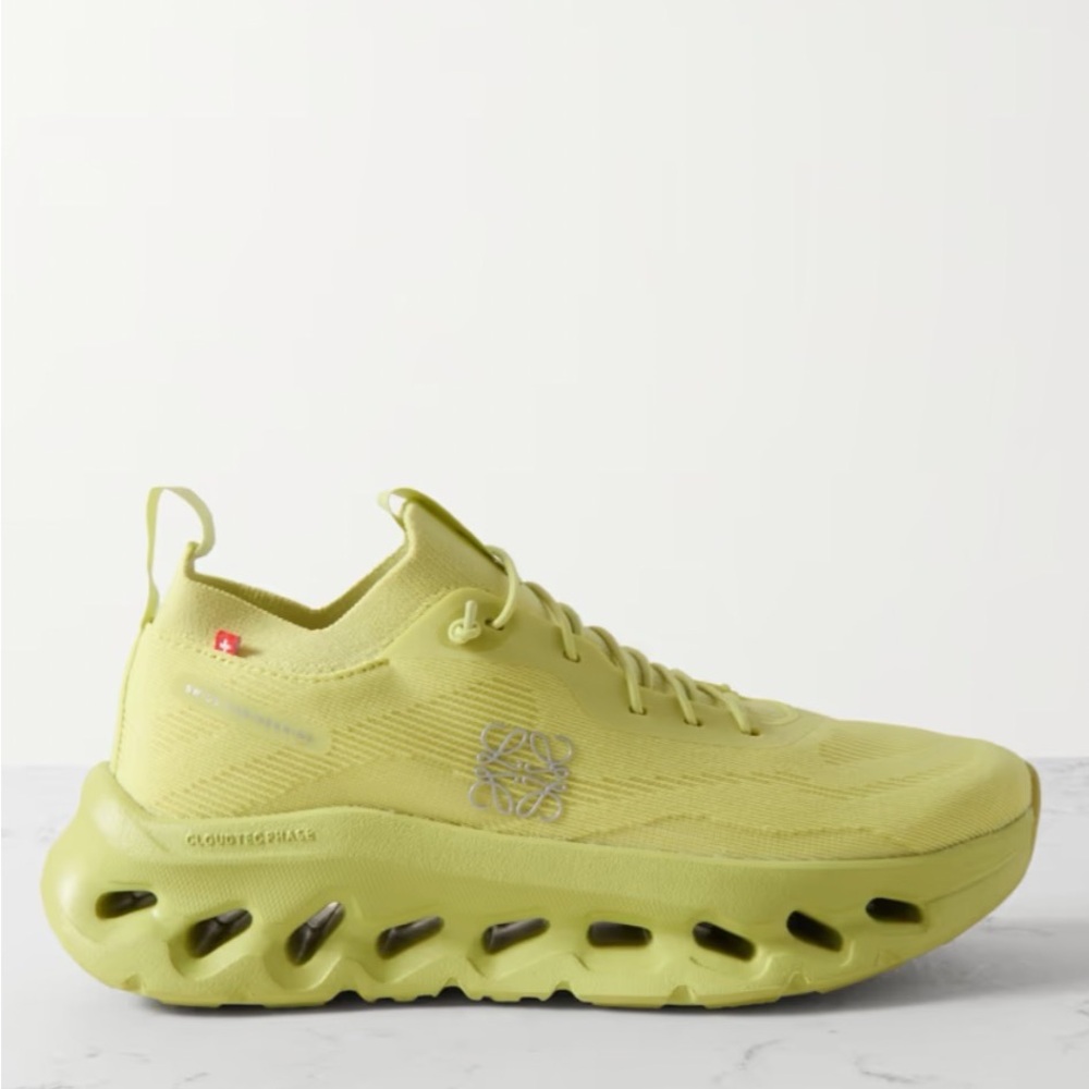 LOEWE + ON Cloudtilt stretch recycled-knit sneaker Lime Green, US size 8.5